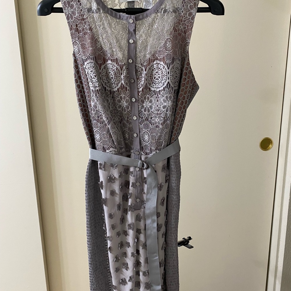 Byron Mars Beauty Mark grey lace dress. ANTHROPOLOGIE